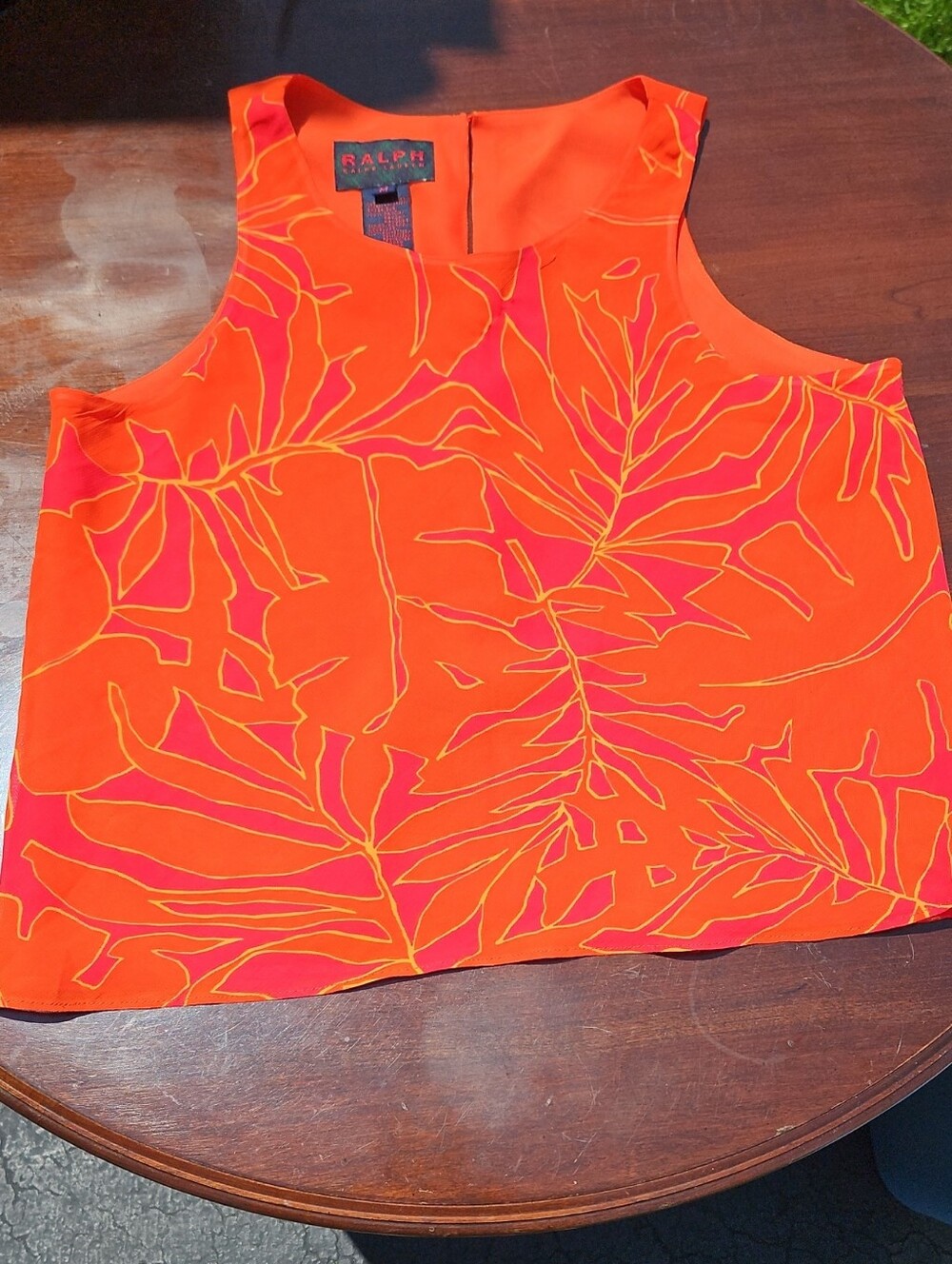 Ralph Lauren Orange and Pink Tropical Print Sleeveless Camisole